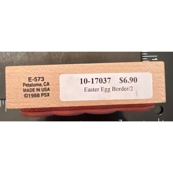 Vintage PSX 1988 Easter Egg Border 2 Wood Mounted Rubber Stamp E-573 - Picture 3 of 4
